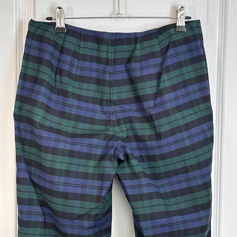 Talbots Ankle Stretch Plaid Trousers in Green and Blue 2